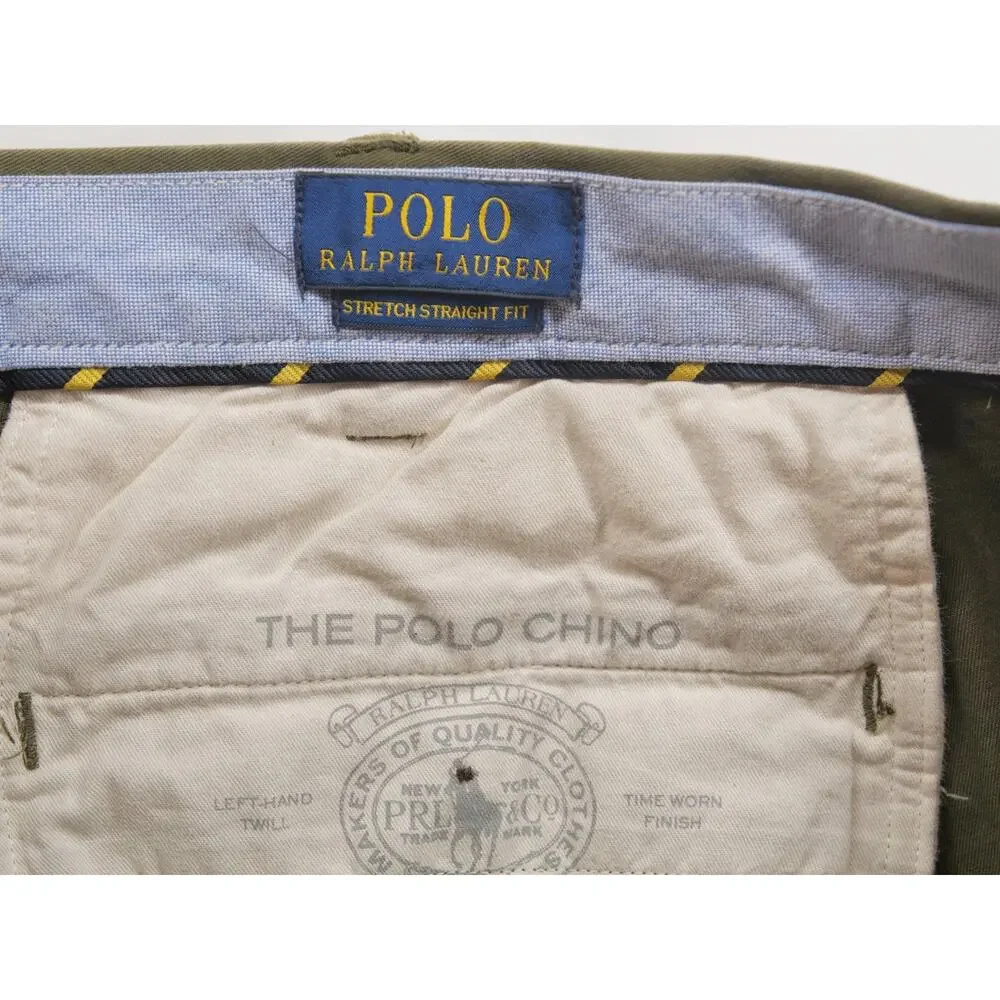 Polo Ralph Lauren The Polo Chino Pants Mens 38x30 Olive Green Stretch Straight